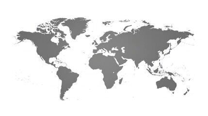 World Map Highlighting Continents and Countries on a White Background - Generative ai