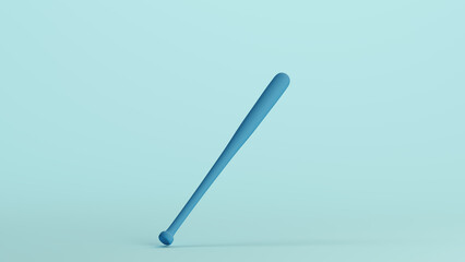 Blue baseball bat sports game equipment soft tones pale background 3d illustration render digital rendering