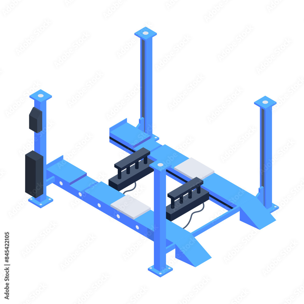 Poster easy to edit isometric icon of car lift stand