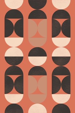 Retro Geometric Shapes Pattern in Earth Tones