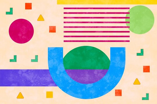 Colorful geometric shapes on a textured background