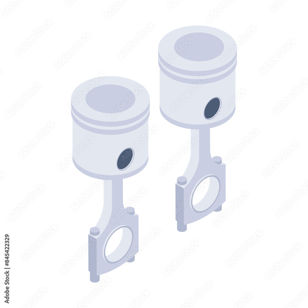 Poster handy isometric icon of engine pistons