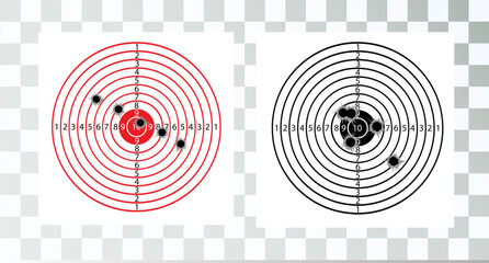Target with numbers for shooting at a shooting range.round target with a marked bulls-eye for shooting practice on the shooting range. Vector