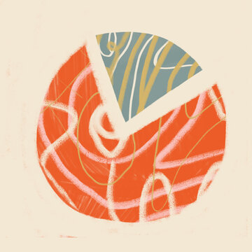 Abstract pie chart design with vibrant patterns