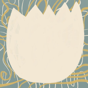 Abstract egg shape with playful line art background