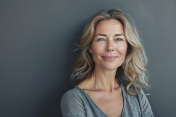 Fototapeta premium A close up portrait of a woman with a subtle smile