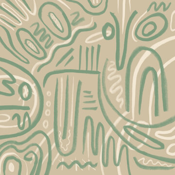 Abstract hand-drawn art pattern in pastel colors