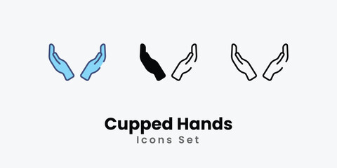 Cupped Hands icons vector set stock illustration.