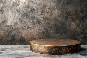Fototapeta premium Empty bronze podium, a gleaming stage crafted from lustrous bronze.