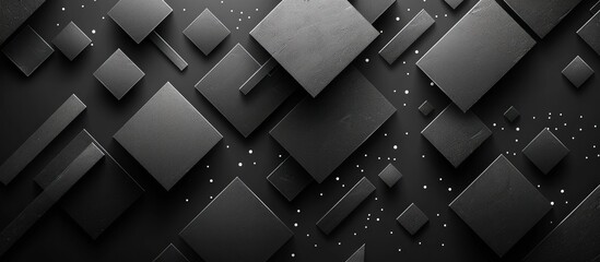 Black white abstract modern background for design. Geometric shape. Squares, triangles, lines, faces. Gradient. Matte. Minimal. Template.
