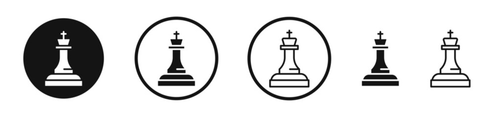 Chess King Icon Set Leadership chess king piece vector symbol used in the game of chess.