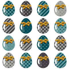 Easter eggs set on white background decor holiday art isolated	
