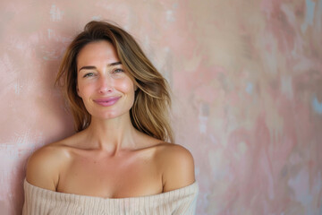 Naklejka premium A close up portrait of a woman with a subtle smile
