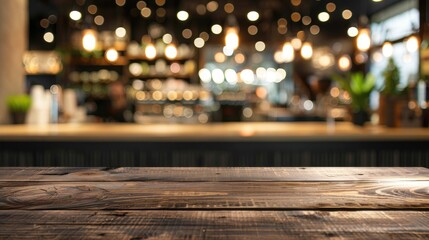 An empty coffee table against a defocused coffee shop backdrop, offering calm and copy space. Ai Generated.