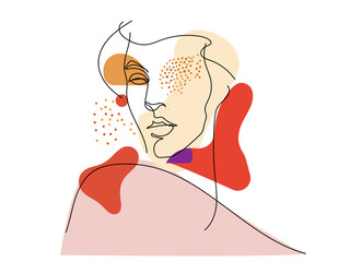 single black line portrait black and multi color background