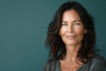 Fototapeta premium A close up portrait of a woman with a subtle smile