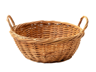 Round Wicker Basket with Handles