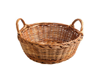 Obraz premium Round Wicker Basket with Handles