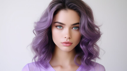Naklejka premium Elegant woman in purple, luxurious, and isolated against a background