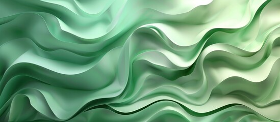 Obraz premium 3d render, abstract green gradient background with wavy texture. Modern design concept for presentation cover, banner or poster. Soft and smooth waves of color. Vector illustration. 