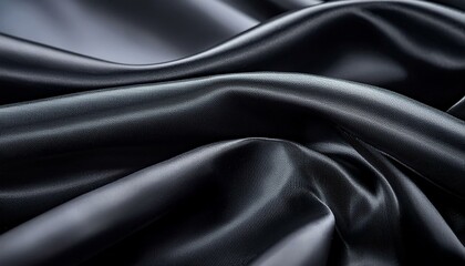 Fototapeta premium Black Textile with Ripples and Folds. Luxury Surface Background