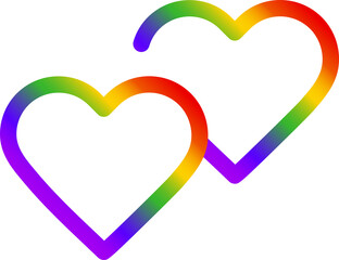 Couple rainbow pride month heart icon, PNG file no background