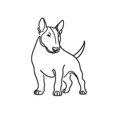 Bull Terrier dog. One line art. simple vector outline illustration. Logo, emblem, print, hand drawn