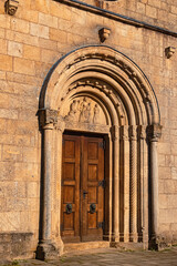 Details of a monastery portal on a sunny summer day at Windberg, Straubing-Bogen, Bavarian Forest, Bavaria, Germany