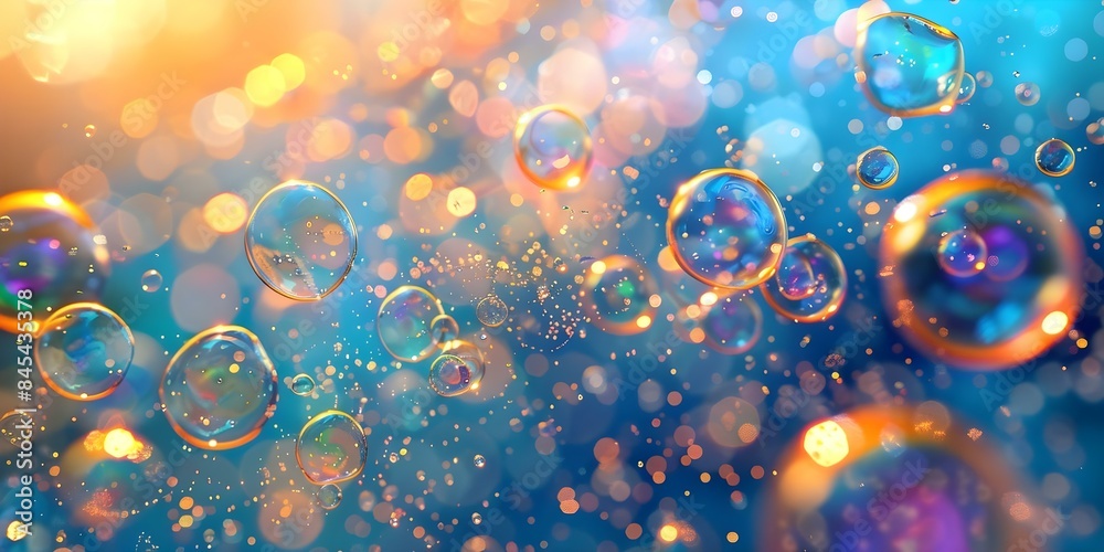 Poster ai-powered generative cleaning simulation with realistic colored bubbles. concept ai simulation, gen