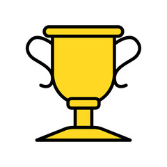 Trophy set icon. Gold cup, black outline, prize, award, victory, achievement, competition, recognition, success, champion, celebration.