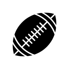 American football set icon. Brown oval ball, white stripes, black outline, sports equipment, game, competition, recreation, team sport.