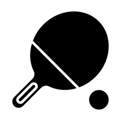 Table tennis set icon. Red and blue paddle, orange ball, sports equipment, game, competition, recreation, indoor activity, athletic.