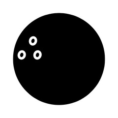 Bowling ball set icon. Red ball, three finger holes, sports equipment, game, competition, recreation, indoor activity, strike, athletic.