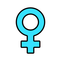 Female symbol icon. Blue female sign, gender, women, feminism, identity, sex, equality, gender symbol, female.