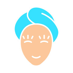 Spa icon. Face with towel, relaxation, pampering, self-care, beauty treatment, wellness, spa day, facial.