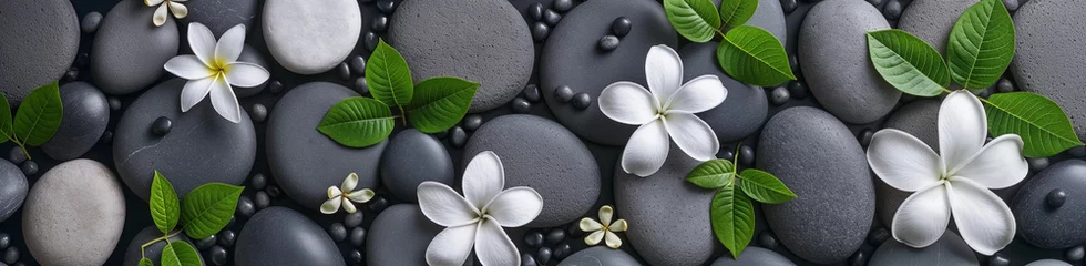 Poster Toilet Wallpaper, background of rounded stones and flowers  © Tatiana