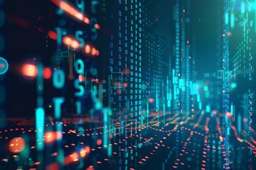 Fototapeta premium Digital investor network influencing financial trends, side view, emphasizing trend influence, futuristic tone, Splitcomplementary color scheme