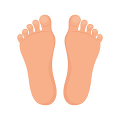Human feet on a white background, anatomy of the human sole. Footprint illustration, human footprint symbol