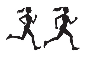 Workout woman vector art set.