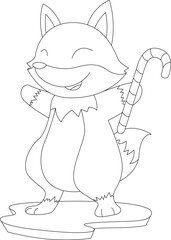 Fox Candy cane Animal Vector Graphic Art Illustration