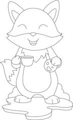 Fox Coffee Cookie Animal Vector Graphic Art Illustration