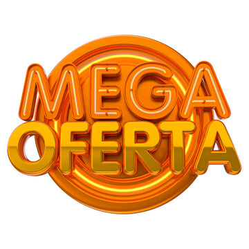 Mega offer 3d render label isolated in transparent background