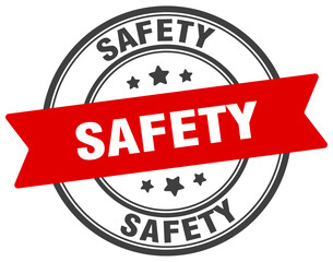 safety stamp. safety label on transparent background. round sign