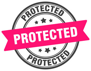protected stamp. protected label on transparent background. round sign