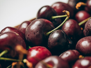 Fresh ripe sweet cherry background closeup
