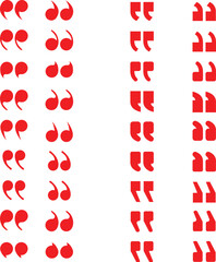 Red Quotation set vector, red invert comma vector illustration set