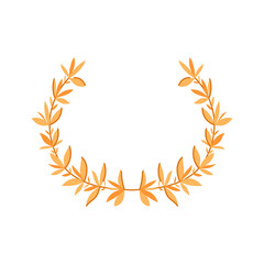 leaf gold laurel cartoon. badge victory, frame trophy, symbol label leaf gold laurel sign. isolated symbol vector illustration
