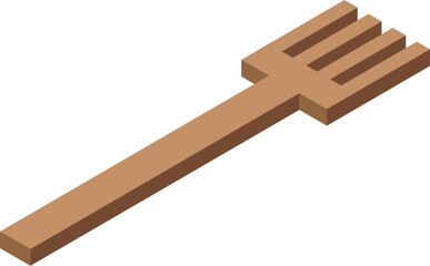 Wooden kitchen spatula lying on white background isometric illustration