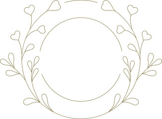 Elegant floral circle frame natural plant golden line art decor element for logo vector illustration
