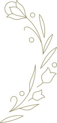 Beauty wildflower curved branch elegant monochrome lineart decor element for logo vector